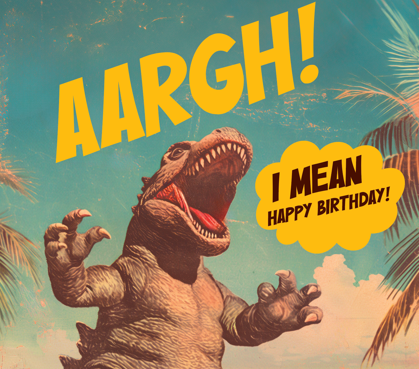 GODZILLA Aargh I Mean Happy Birthday Card