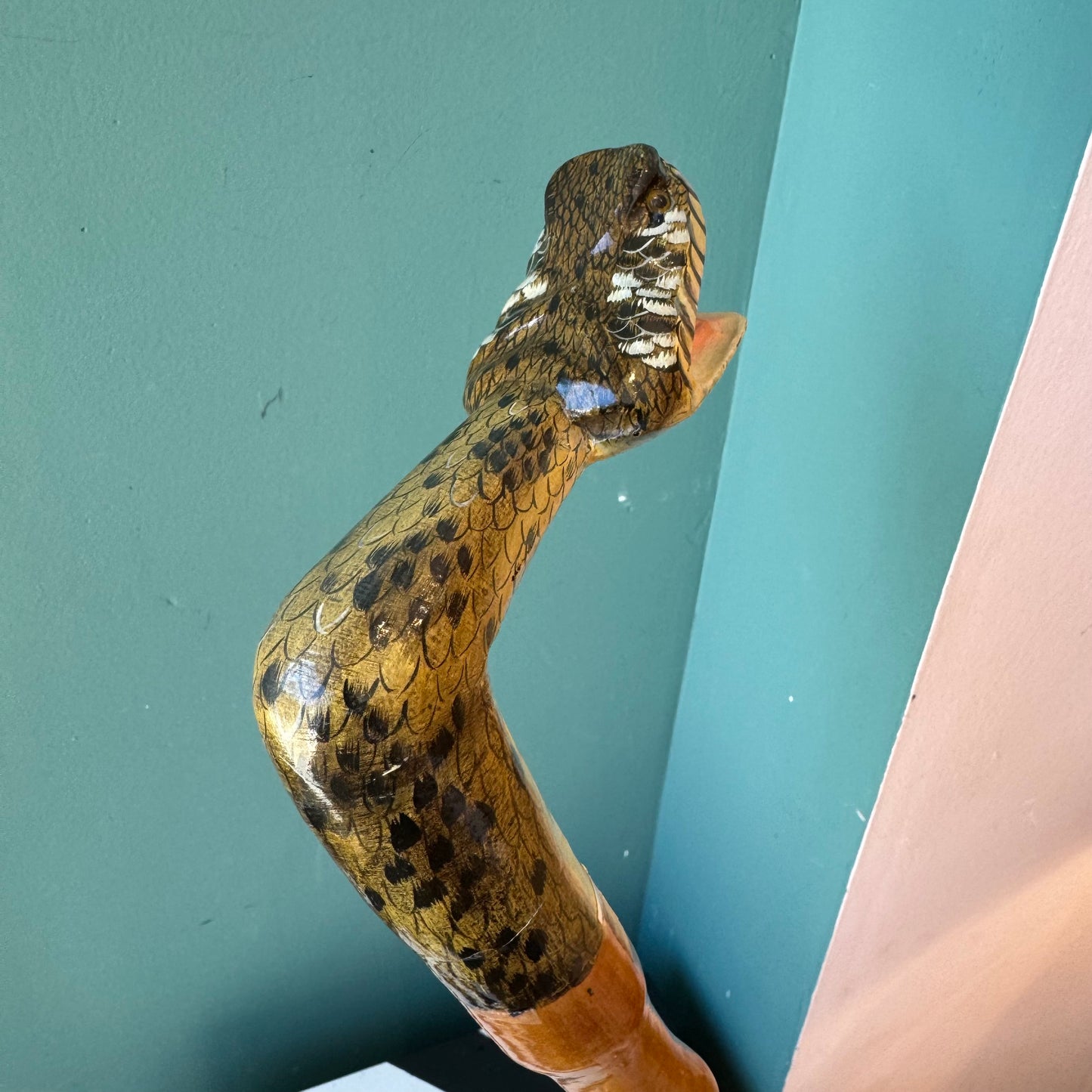 Vintage Folk Art Rattlesnake Walking Stick Cane
