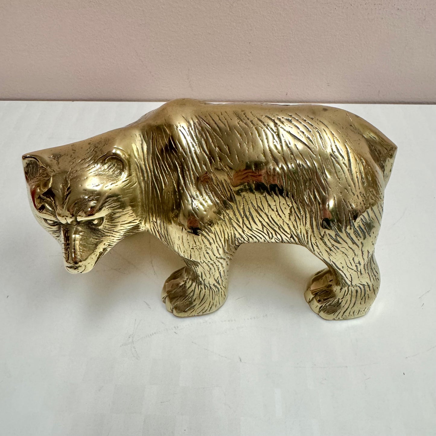 Vintage Solid Brass Bear Statue