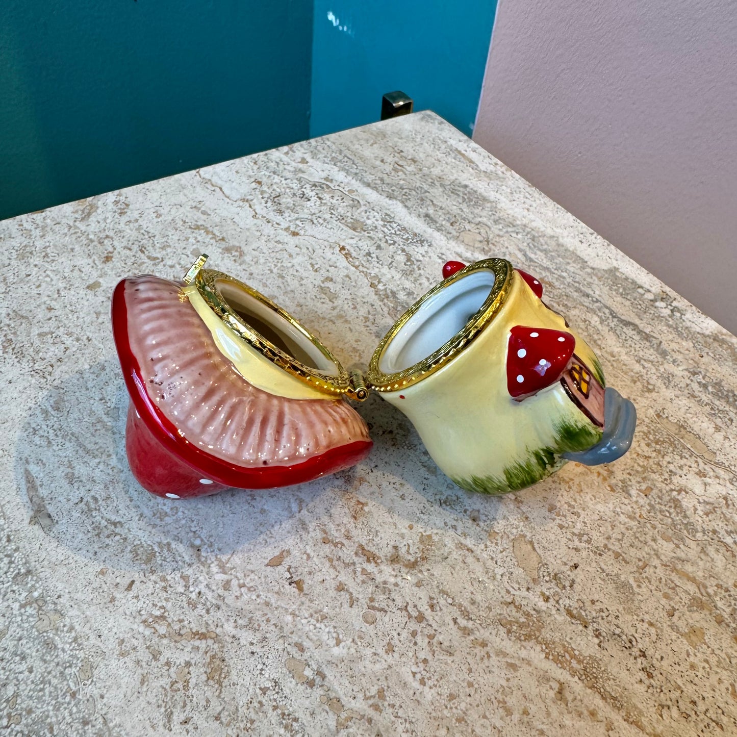 Mushroom House Hand Painted Trinket Box