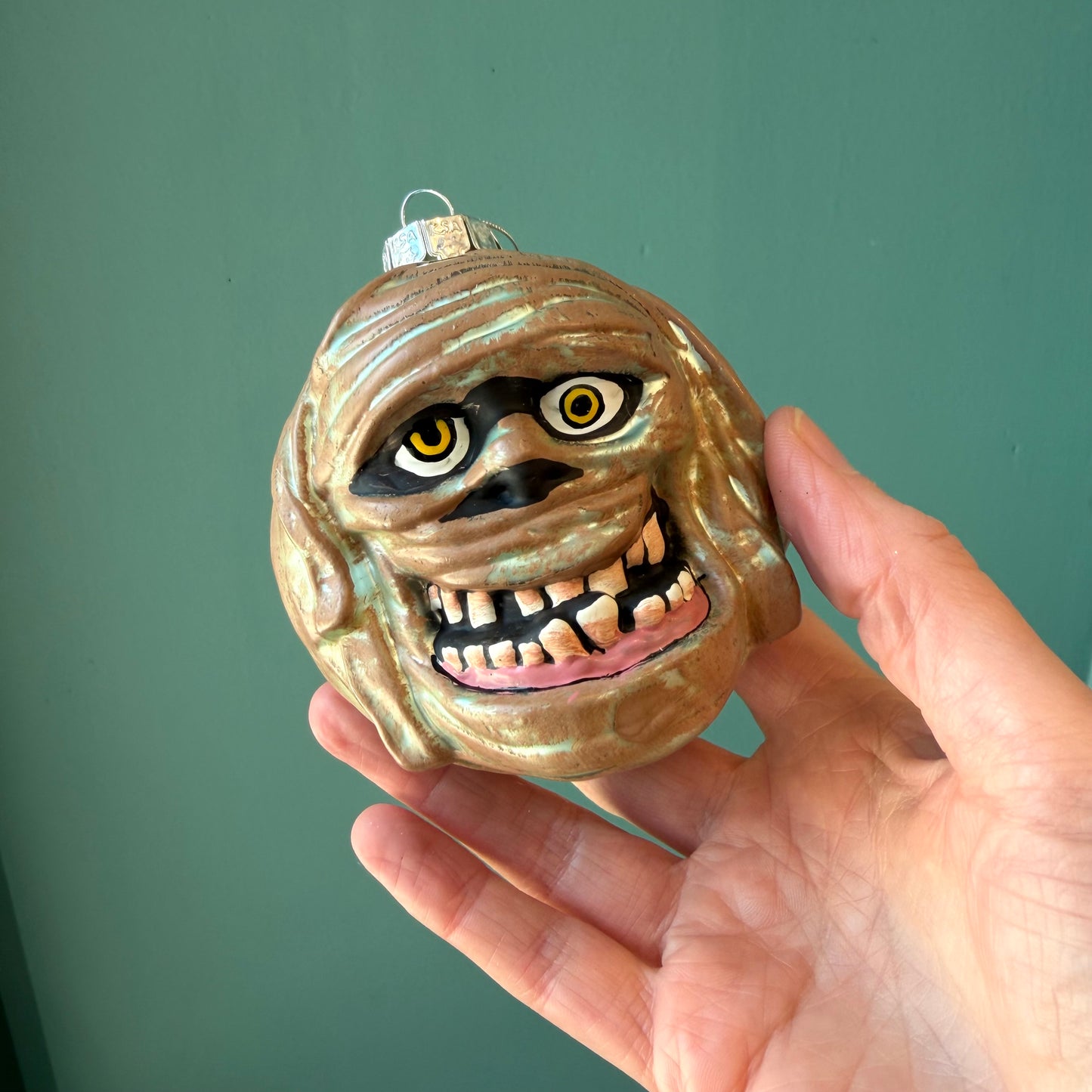 Gorenaments "Mummzy" Wrapped Up Mummy Glass Ornament