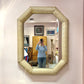 Vintage Faux Snakeskin and Brass Octagonal Bullnose Mirror