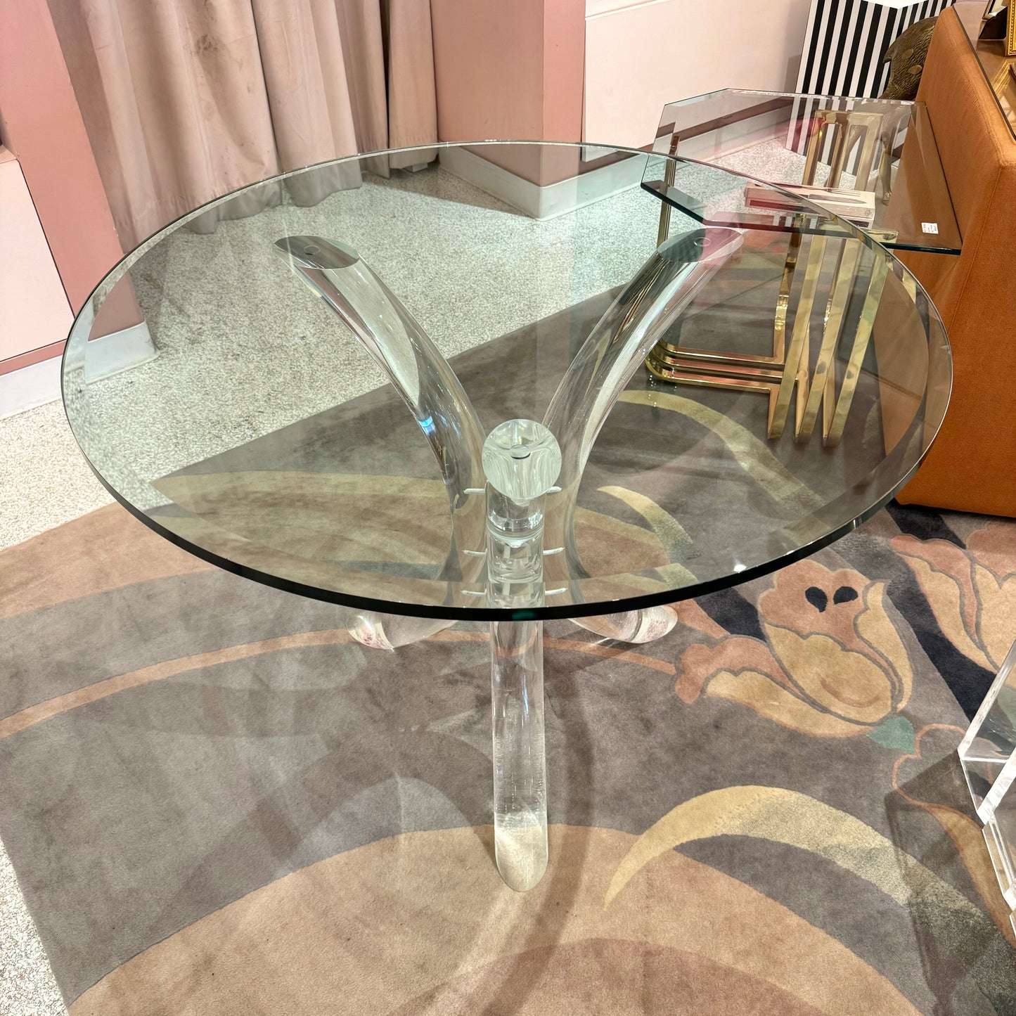 Vintage Lucite and Glass Dining Table by Hill Manufacturing Co.