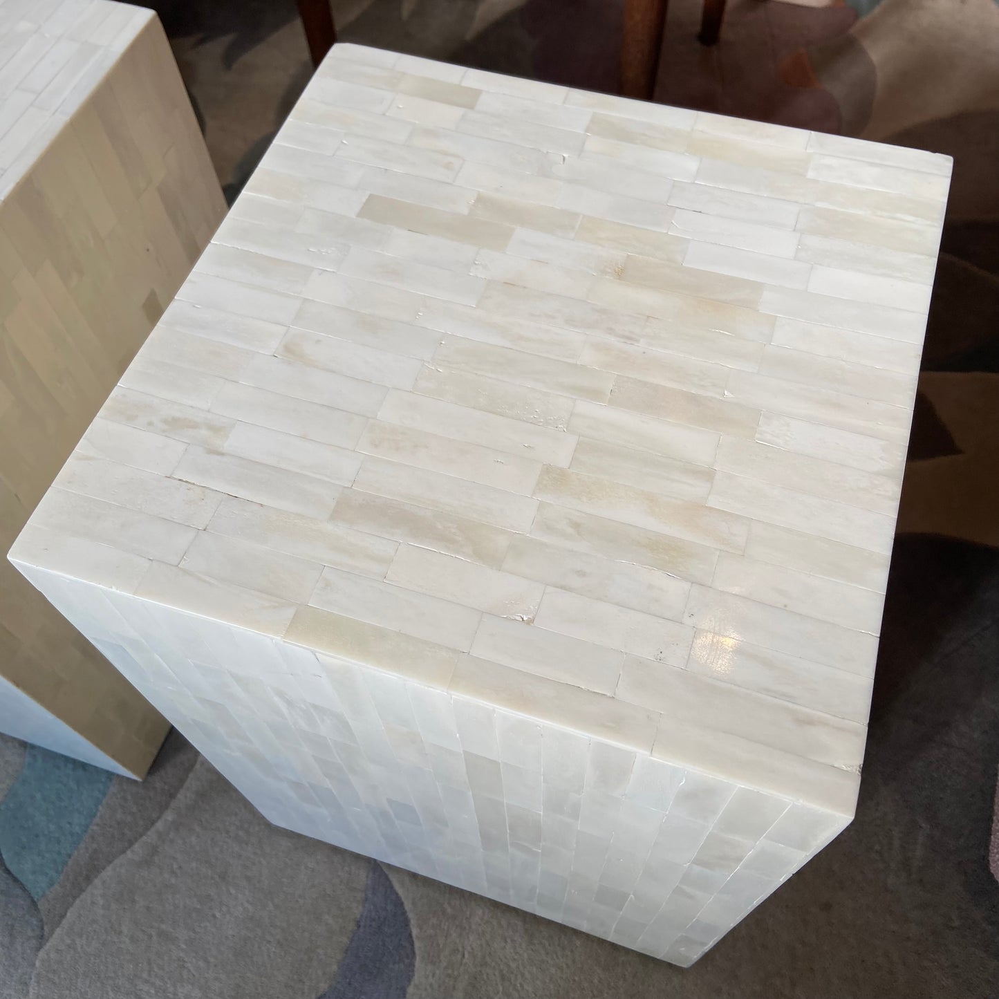Pair of Vintage Bone Inlay Side Tables