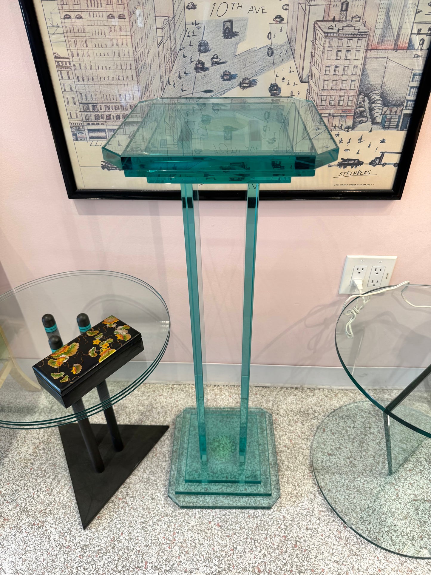 Vintage Stacked Glass Pedestal 36.5”
