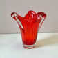 Vintage 1950’s Free Form Red Glass Vase