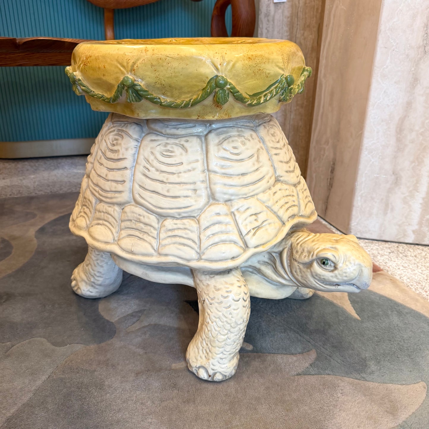 Vintage Extra Large Mid-Century Tortoise Stool