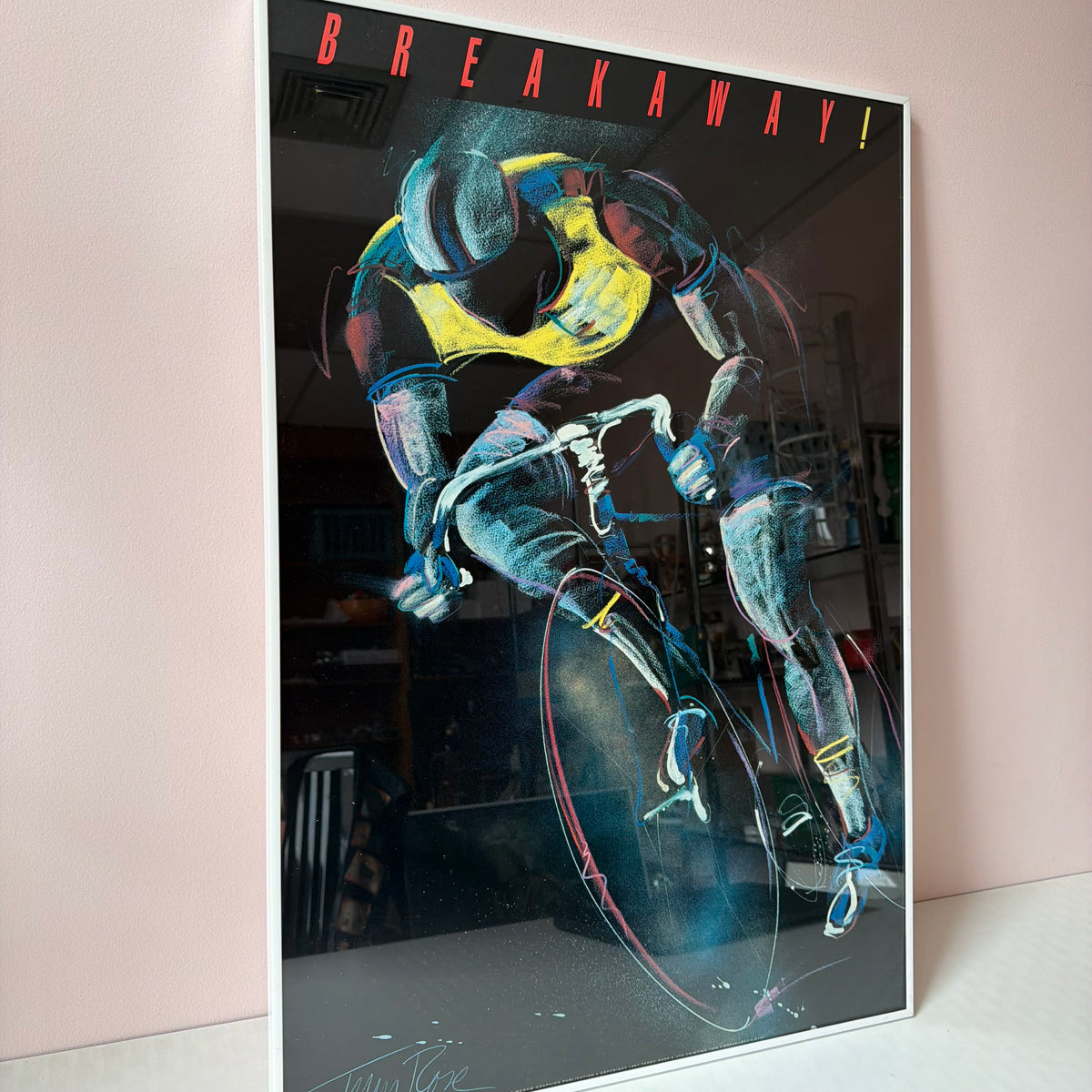 Vintage Framed 1989 "Breakaway!" Art Poster by Terry Rose