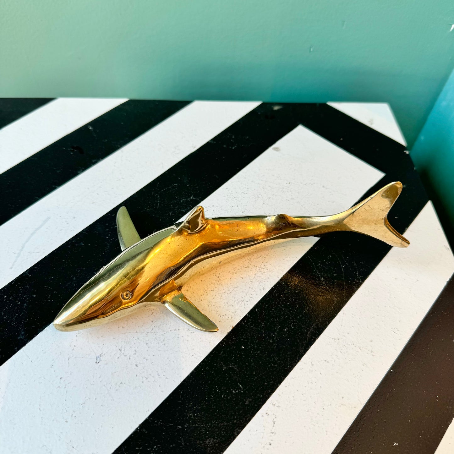 Vintage Brass Shark Figurine