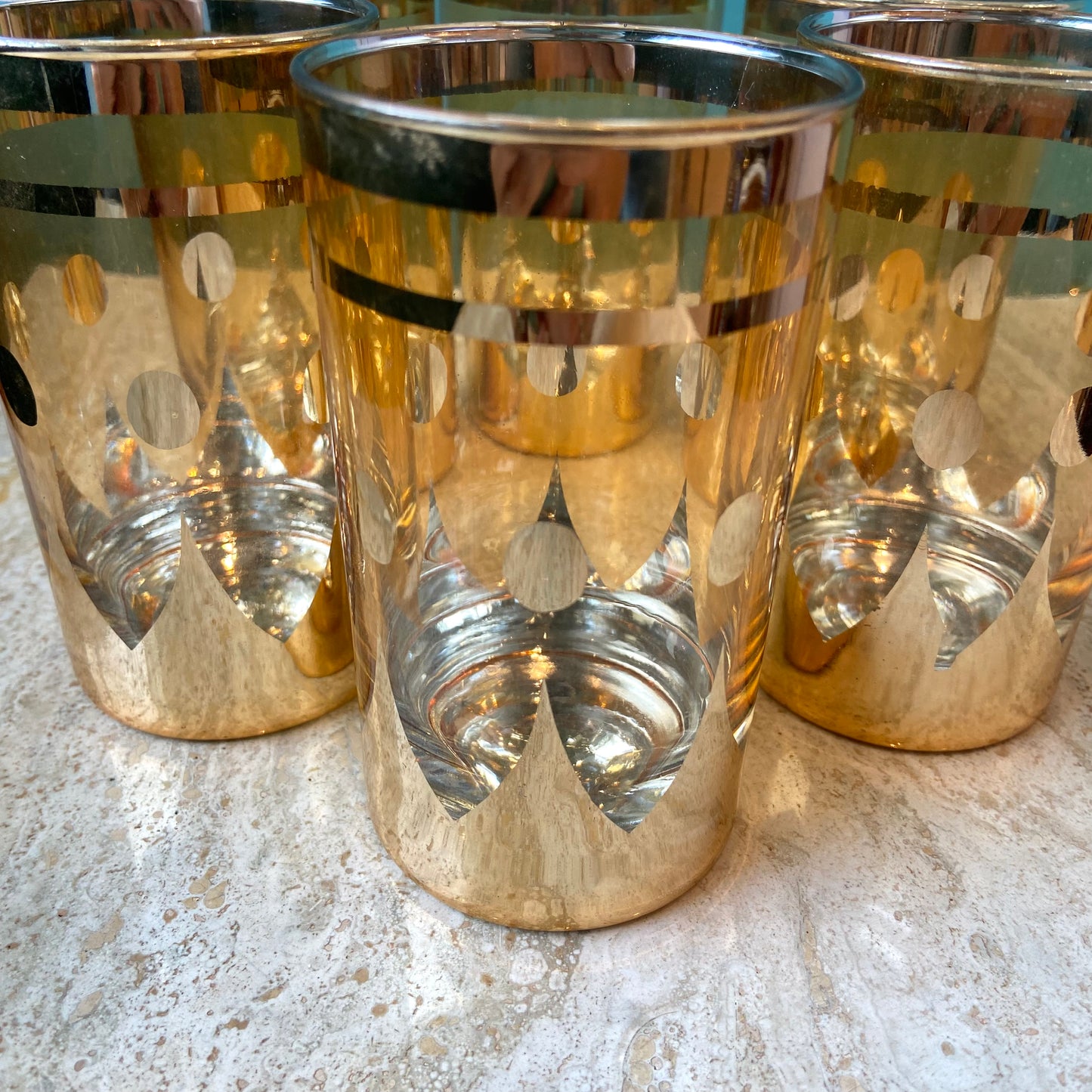 Set of 6 Vintage Gold Plated Glasses