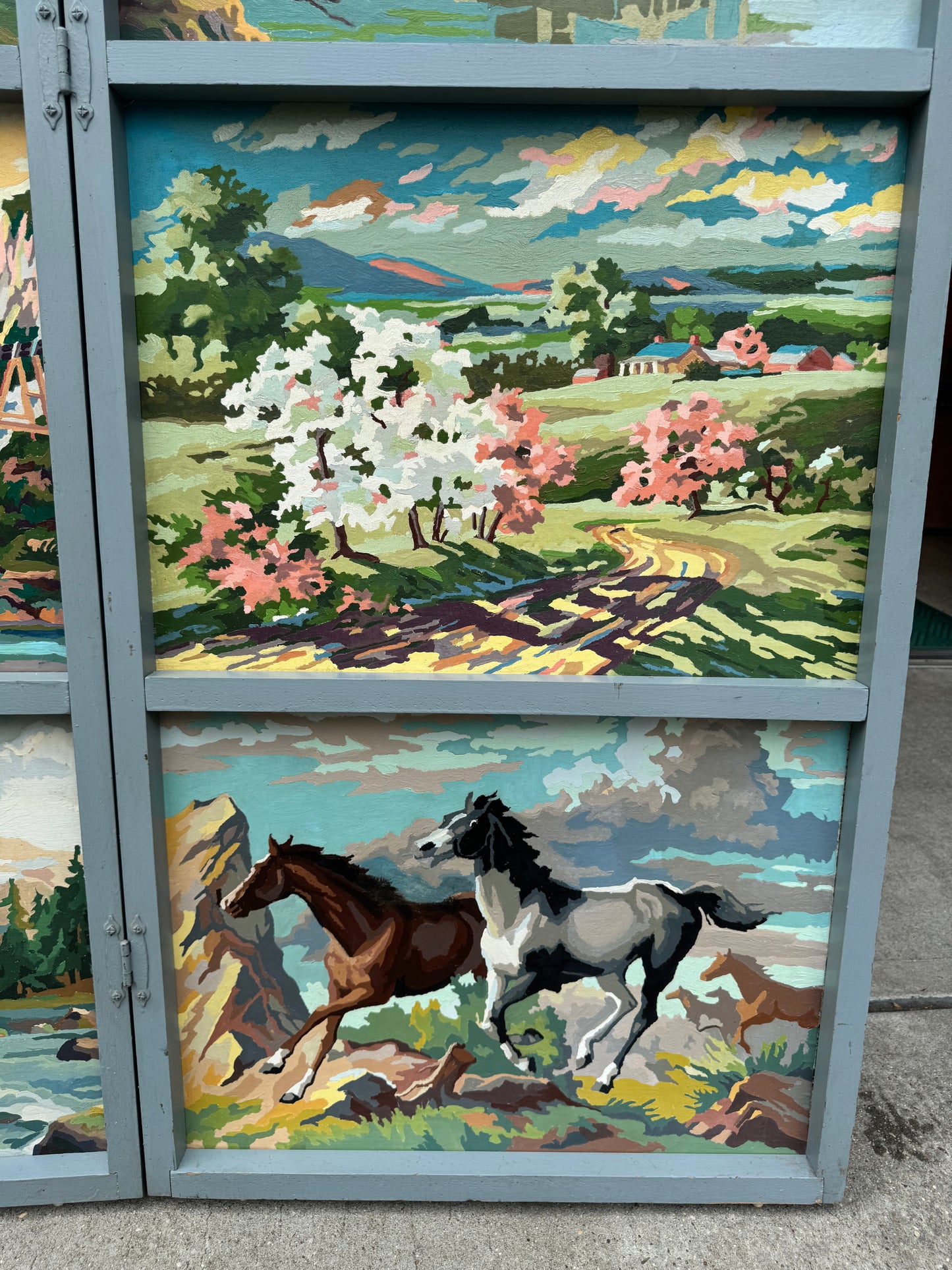 Vintage 1950's Original Paint by Numbers Screen/Room Divider