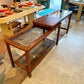 Vintage Lou Hodges Style Oak and Smoked Glass Swiveling Console/Desk
