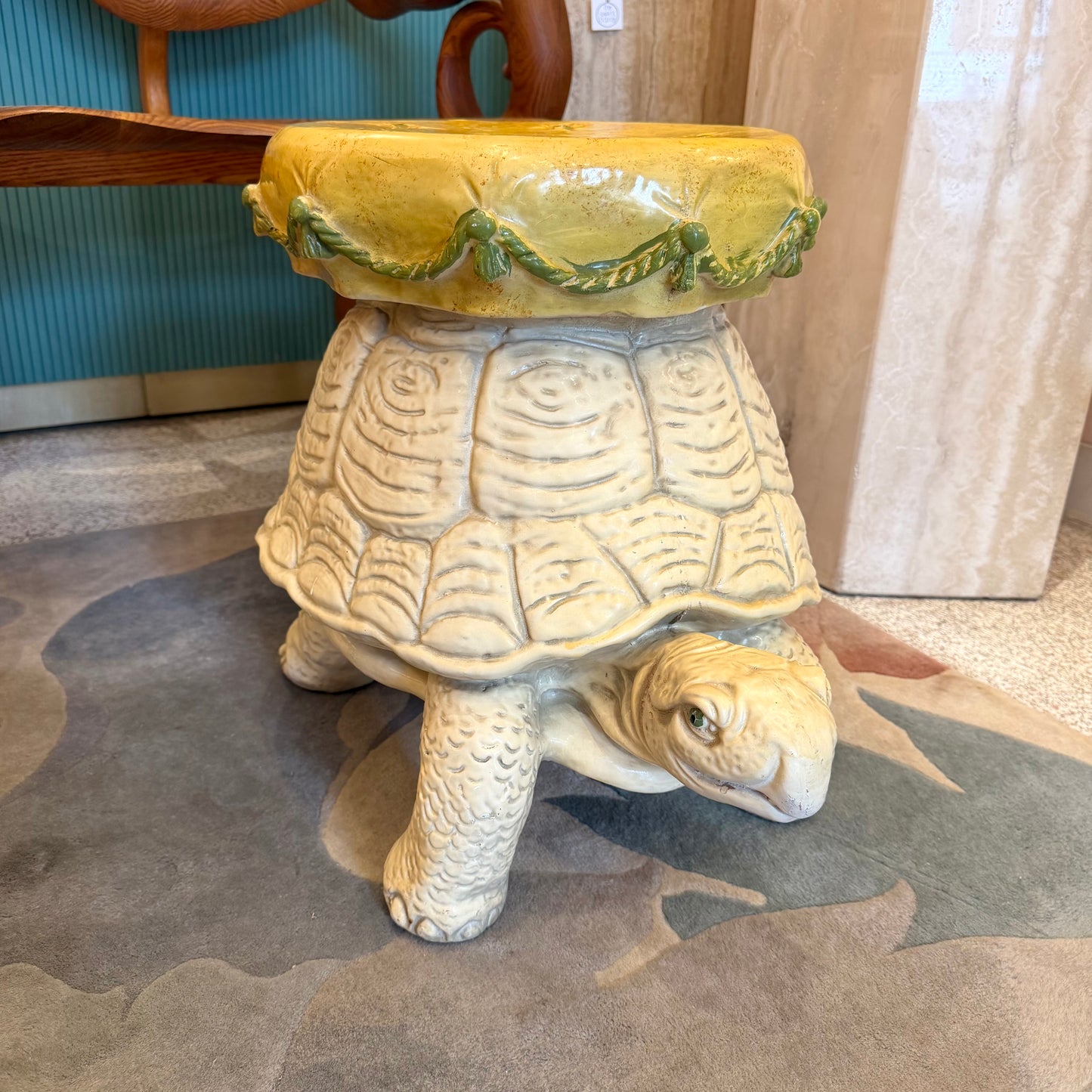Vintage Extra Large Mid-Century Tortoise Stool