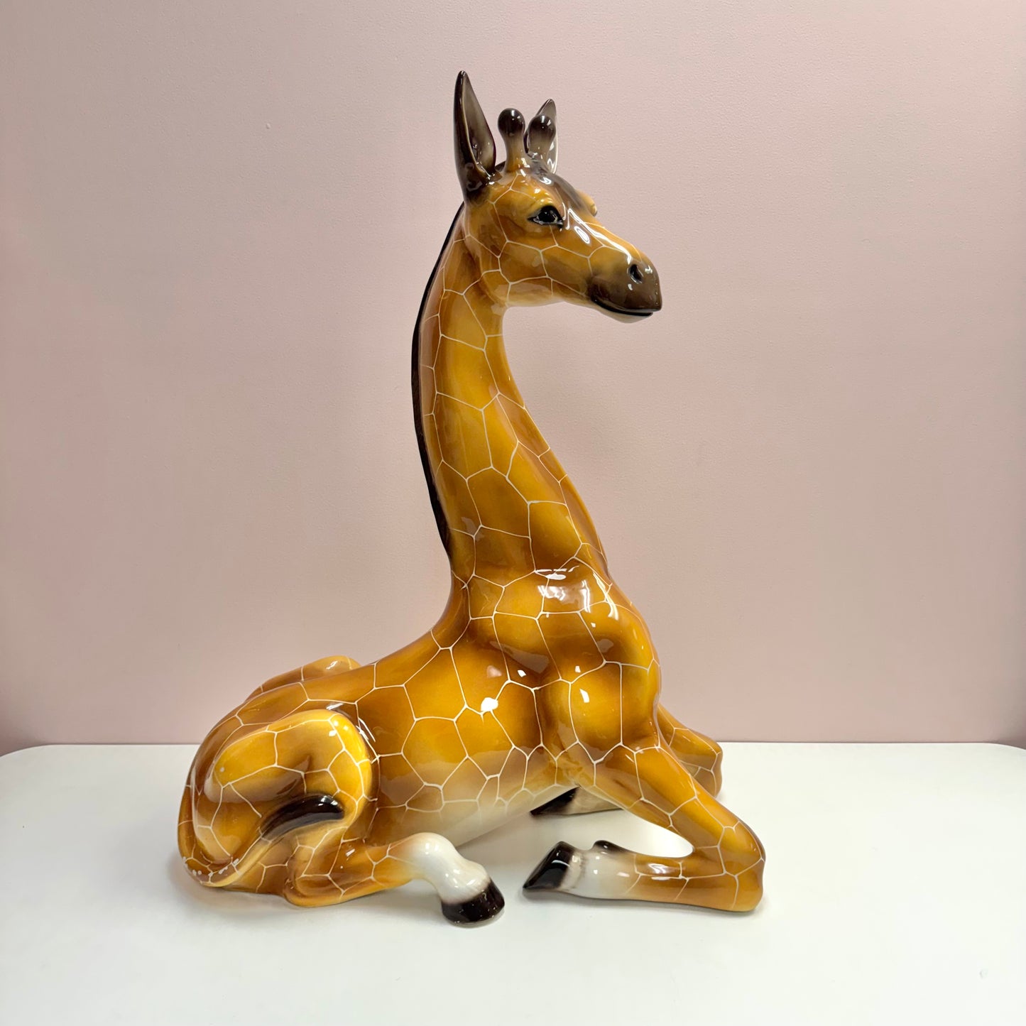Vintage Large Italian Ceramic Giraffe Statue
