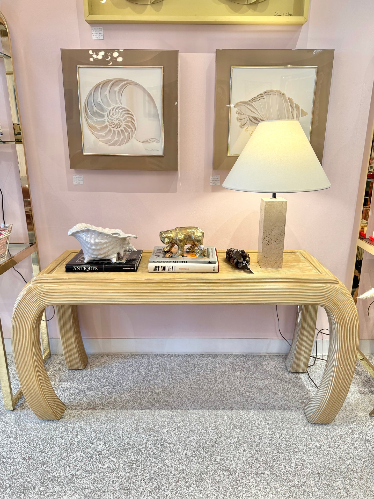 Vintage Curve Legged Pencil Reed Style Console Table