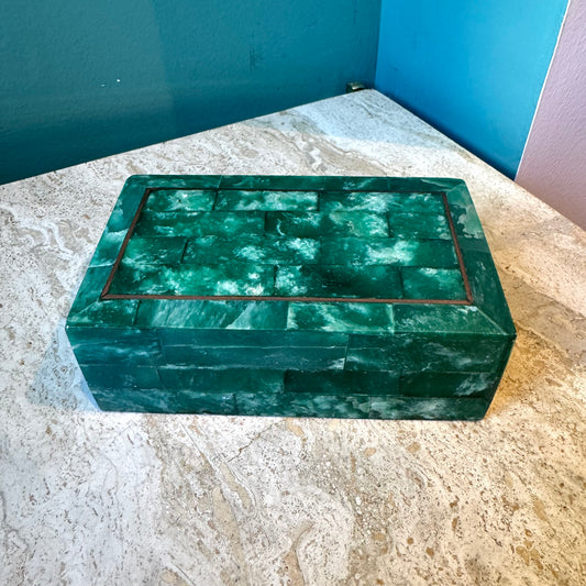 Vintage Maitland Smith Style Tessellated Malachite Box