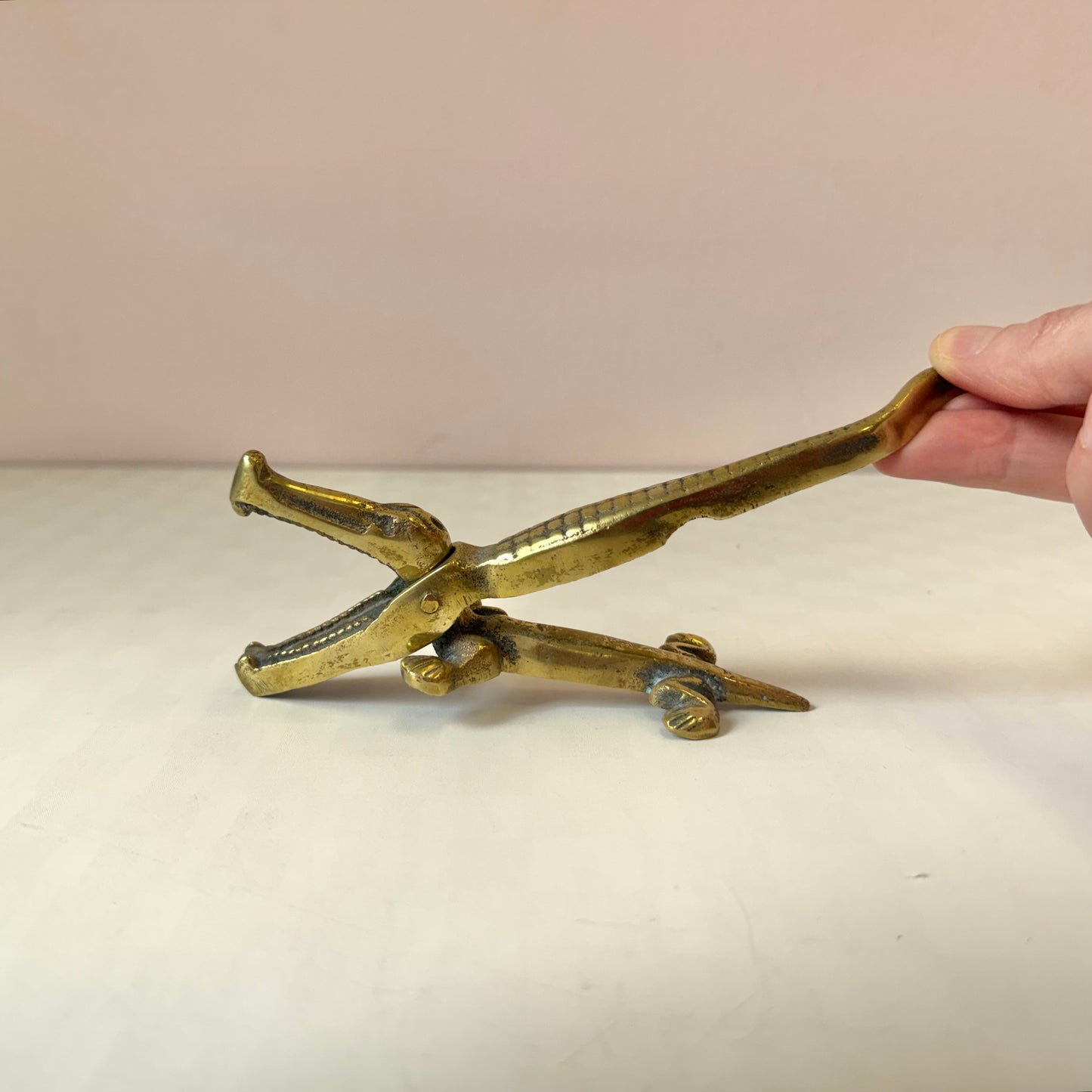 Vintage Brass Crocodile Nutcracker