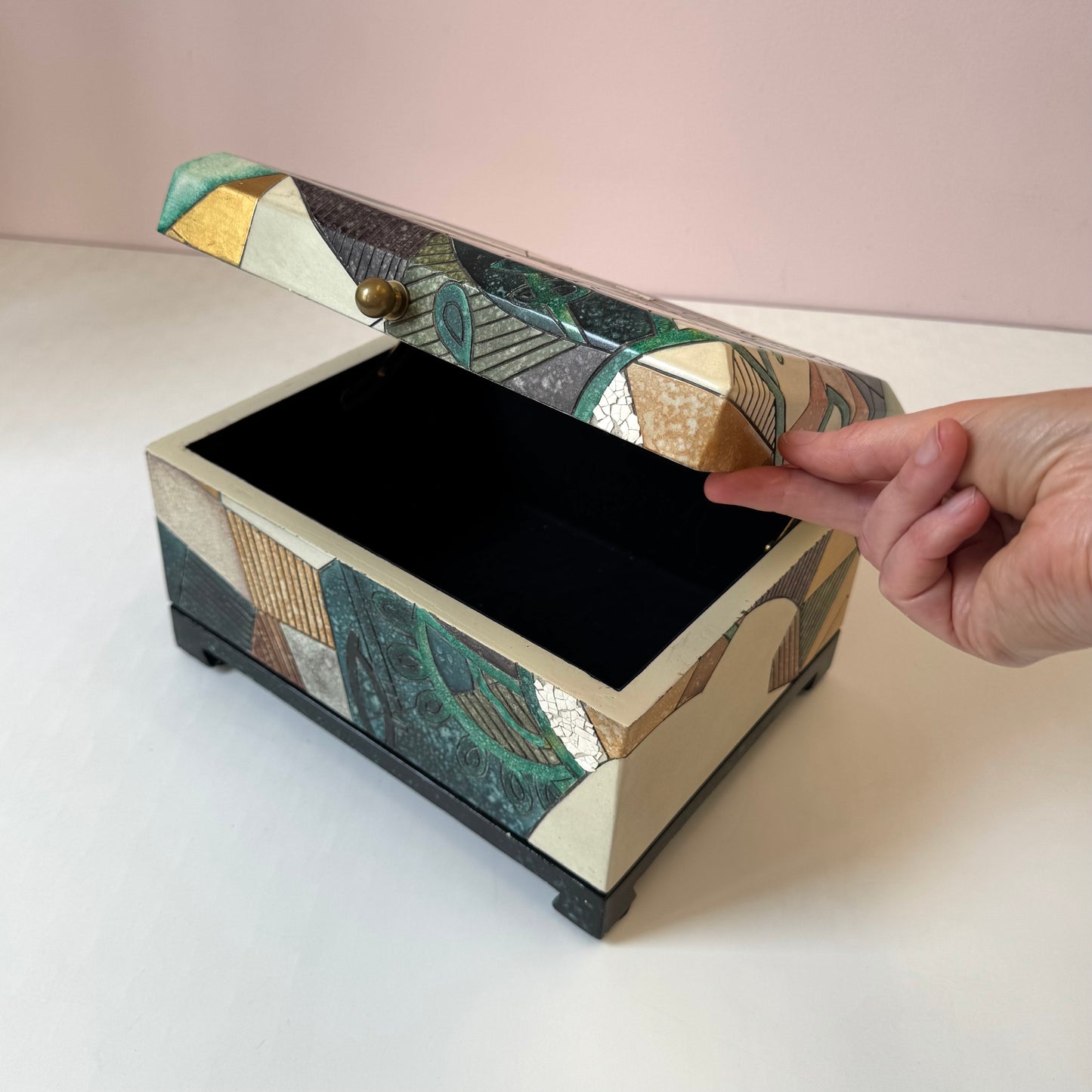 Vintage Postmodern Mosaic Style Storage Box