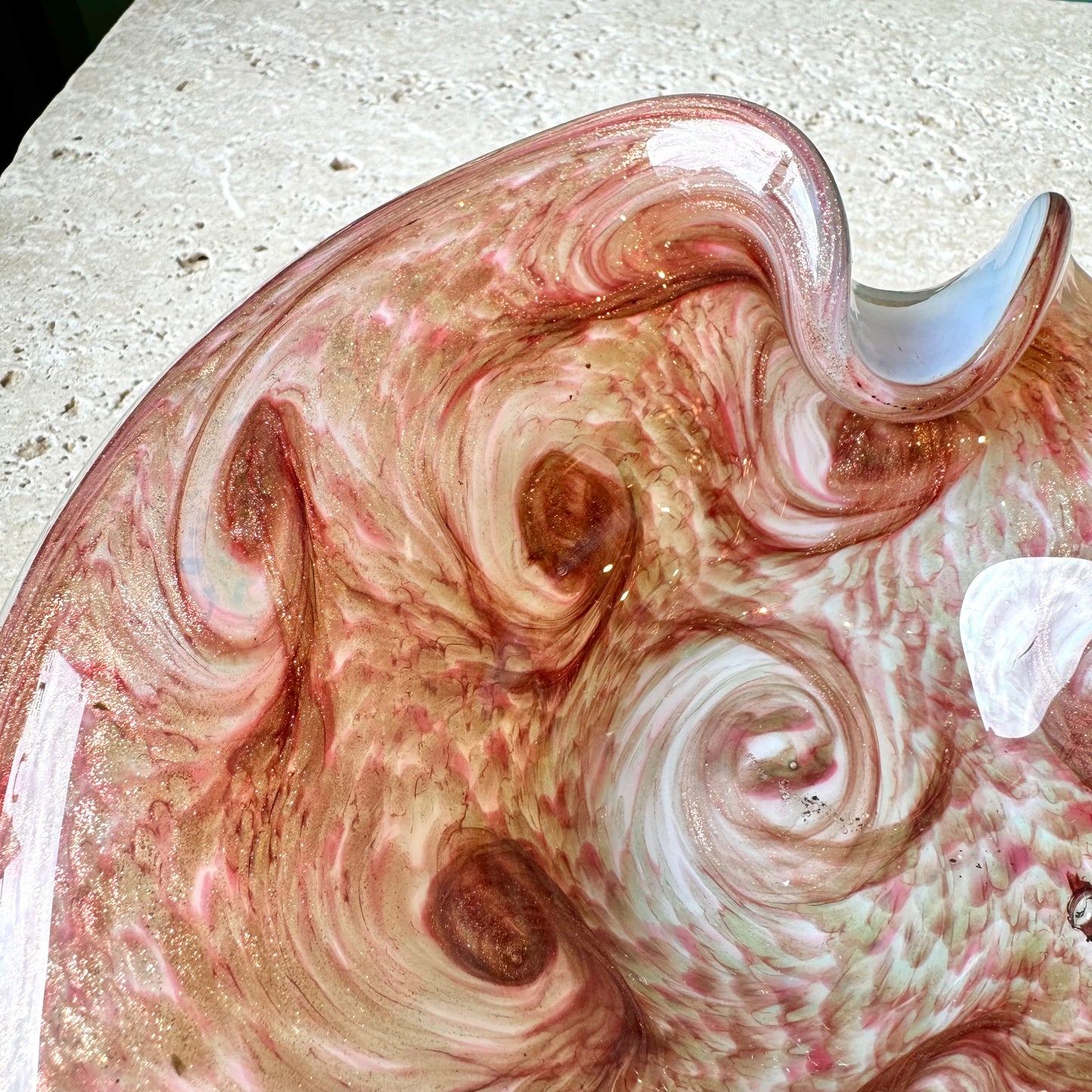 Vintage Murano Fratelli Toso Style Swirl Art Glass Bowl