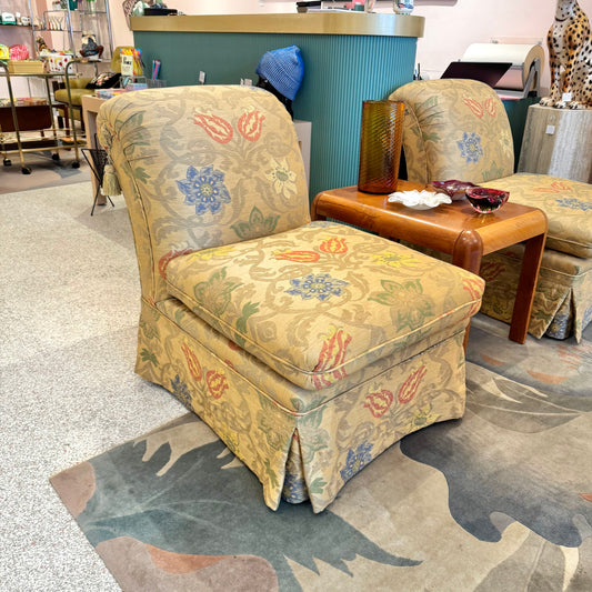 Vintage Gold Upholstered Slipper Chair