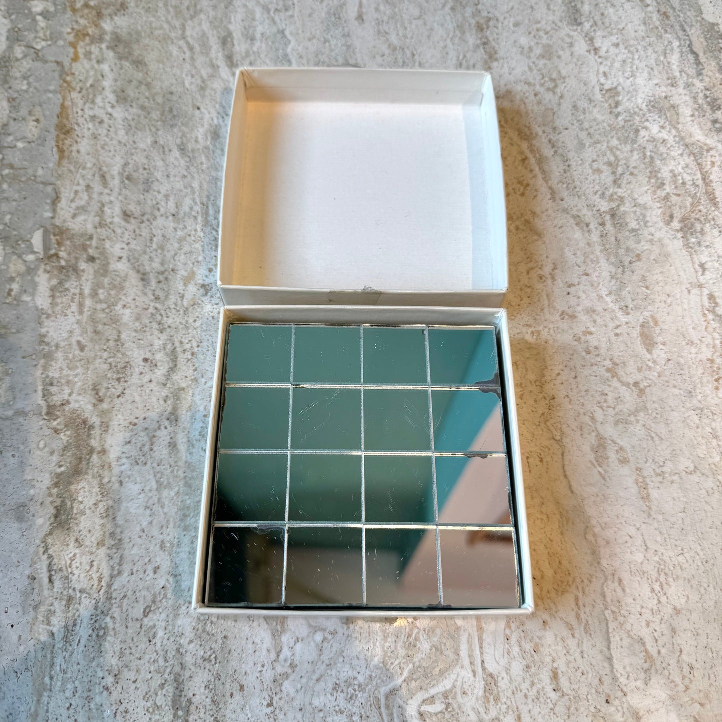 Set of 6 Vintage Mirrored Tile Coasters