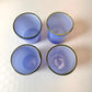 Vintage Set of 4 Handblown Periwinkle Blue and Yellow Drinking Glasses