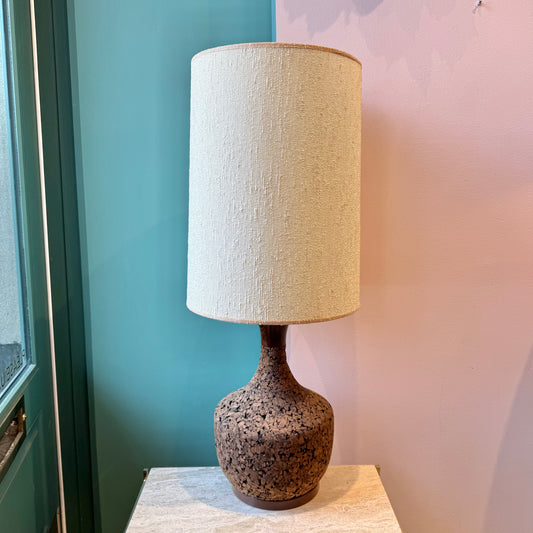 Vintage 1972 Cork Lamp with Large Drum Shade (2 available)
