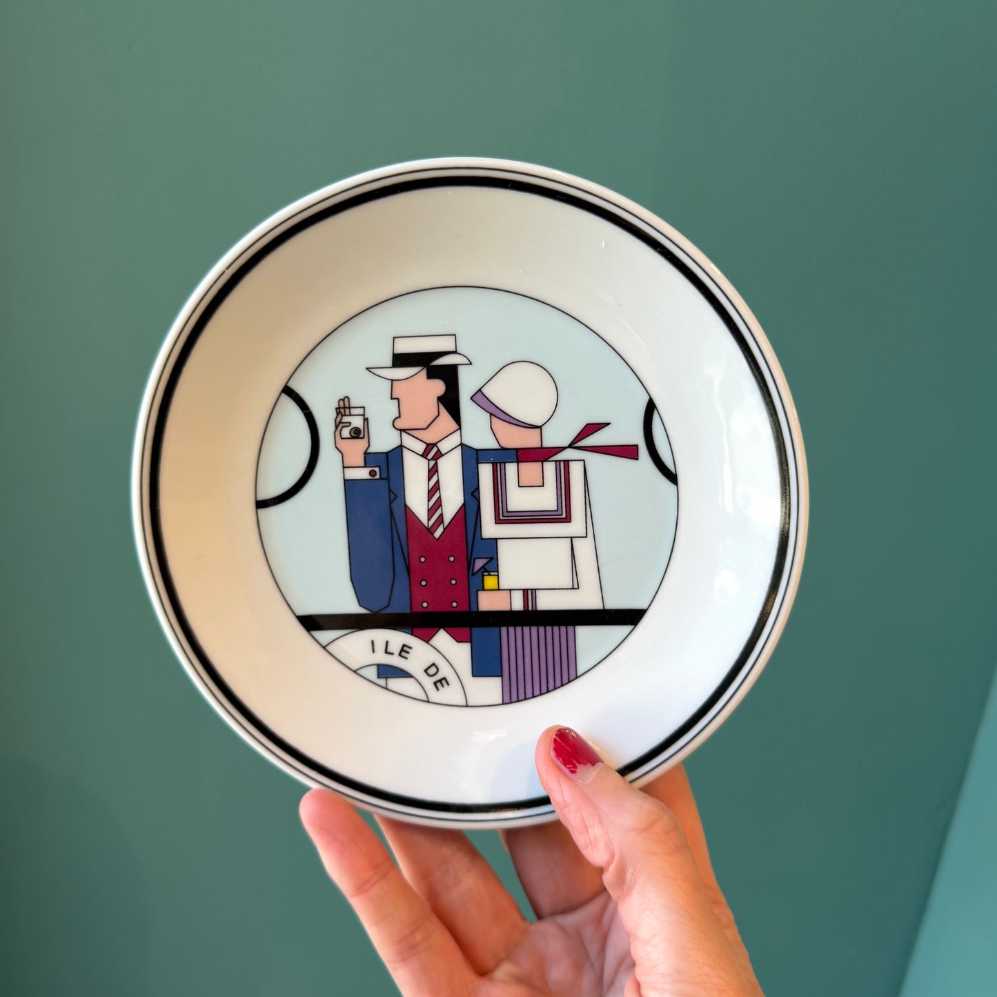 Set of 6 Vintage Philippe Deshoulières Art Deco Cocktail Plates