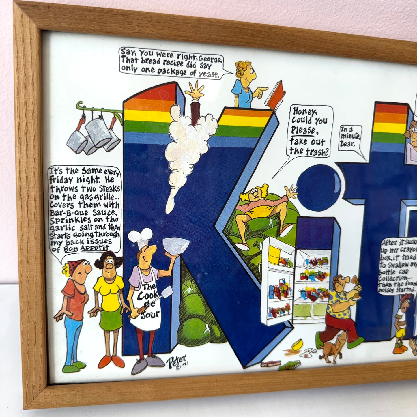 Vintage Framed “Kitchen” Print by Peter Mulcahy of Peter Prints C.1981