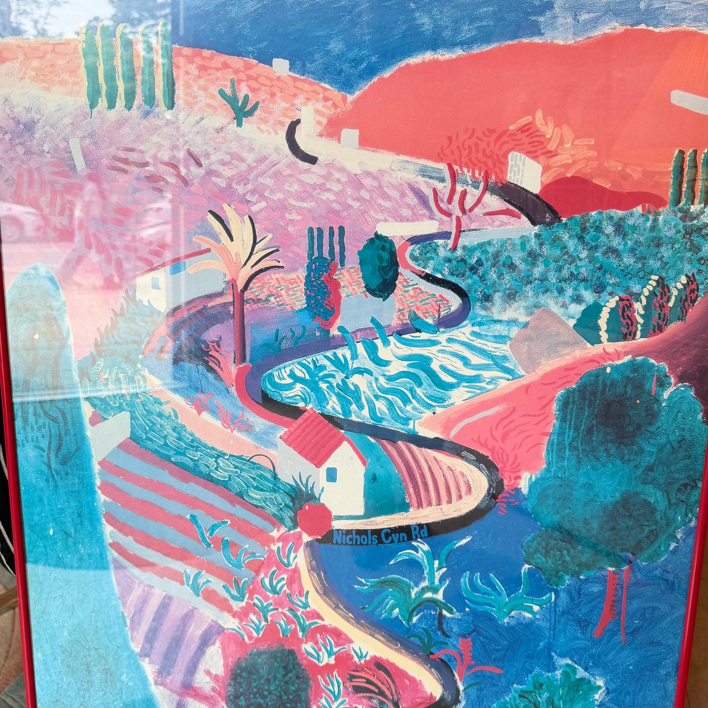 Vintage David Hockney "A Retrospective" 1988 Museum Poster - Framed