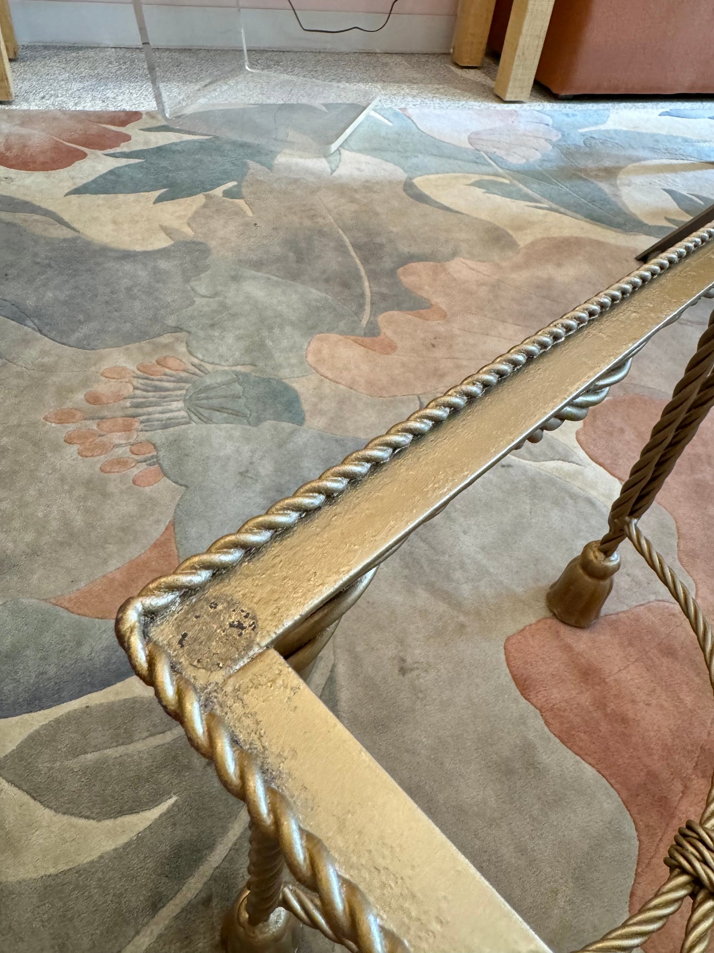 Vintage Gold Hollywood Regency Tassel Footed Side/End Table