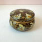 Vintage Hand Painted Lacquer Gold Swirl Floral Trinket Box
