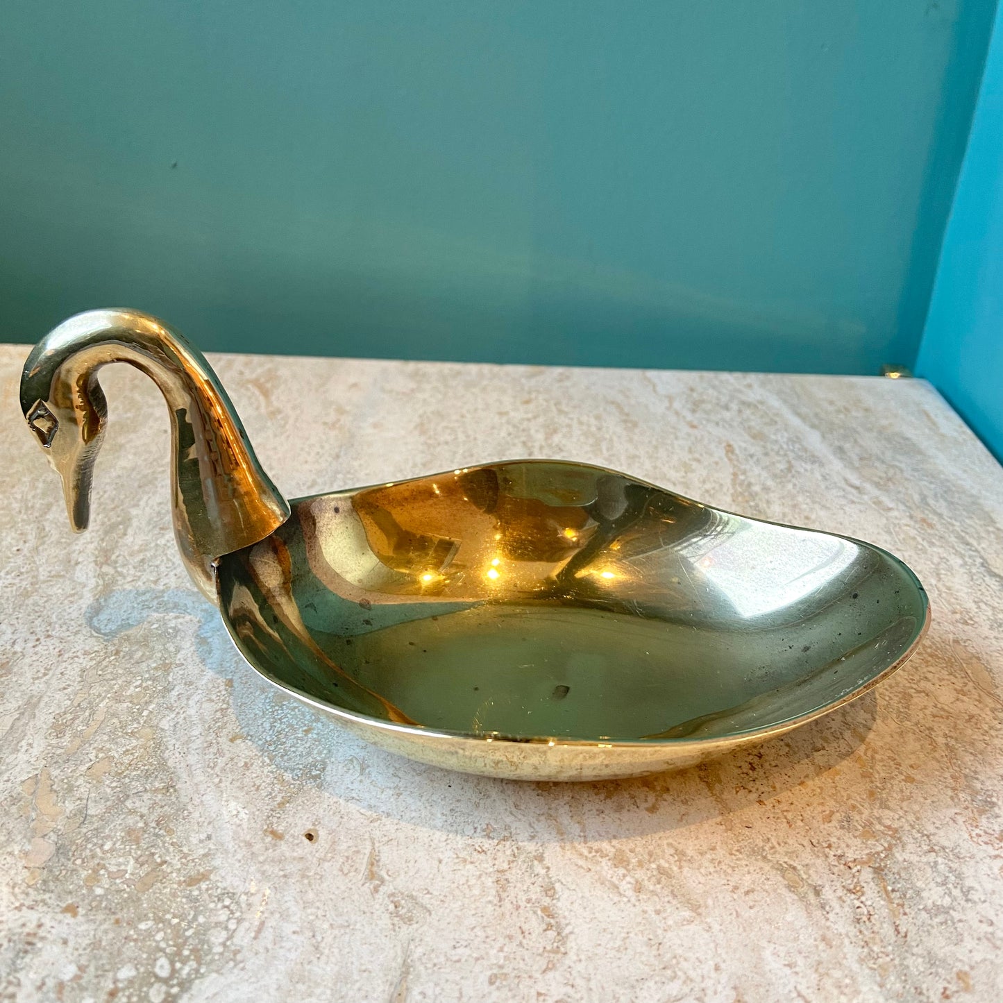 Vintage Brass Swan Trinket/Soap Dish 7”