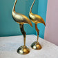 Vintage Pair of Brass Etched Cranes
