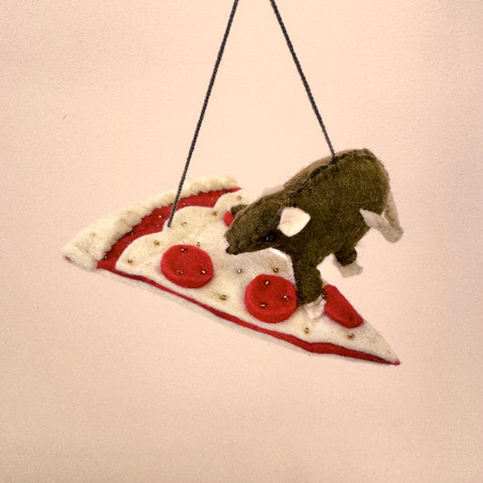 Baby Rat & Pizza Ornament