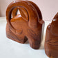 Vintage Mid-Century Pair of Solid Wood Ram Head Bookends