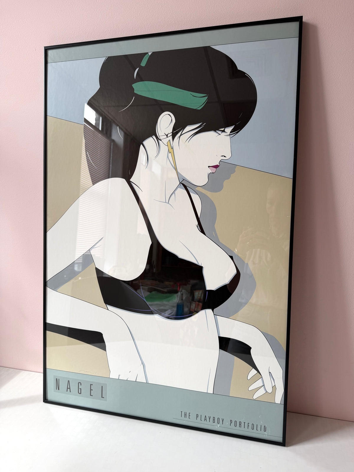 Vintage Framed "The Playboy Portfolio" Serigraph Print by Patrick Nagel