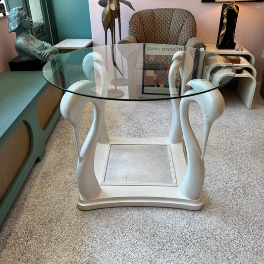 Vintage Opalescent Crane Entry Table