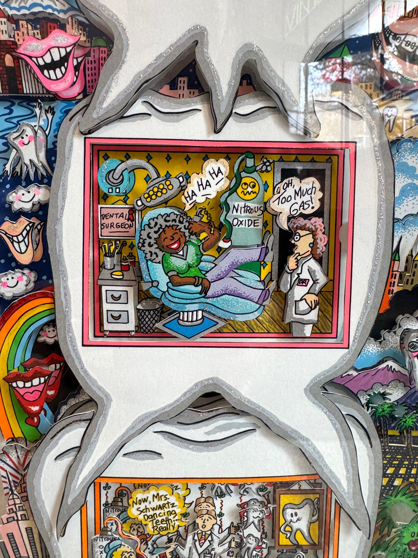 Vintage Charles Fazzino "Tooth Story Building" Framed Signed Numbered 3D Artwork