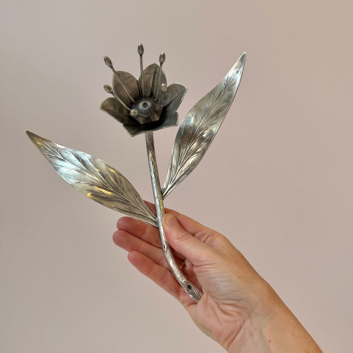 Vintage Silver-Plated Flower with Individual Petal Ashtray/Dishes by PLAME Spain