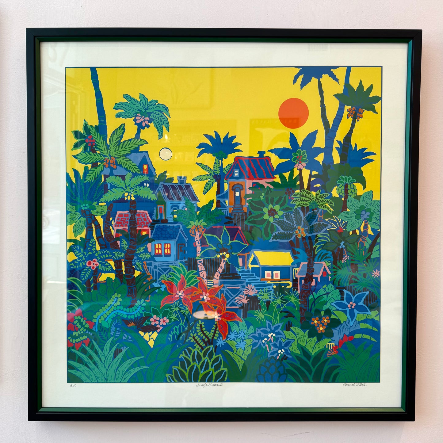 Vintage Framed Edward Sokol “Jungle Sunrise” Original Signed Artist Proof