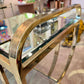 Vintage Brass, Glass and Mirrored 3 Tier Rolling Bar Cart