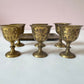 Vintage Set of 6 Brass Cups with Tray