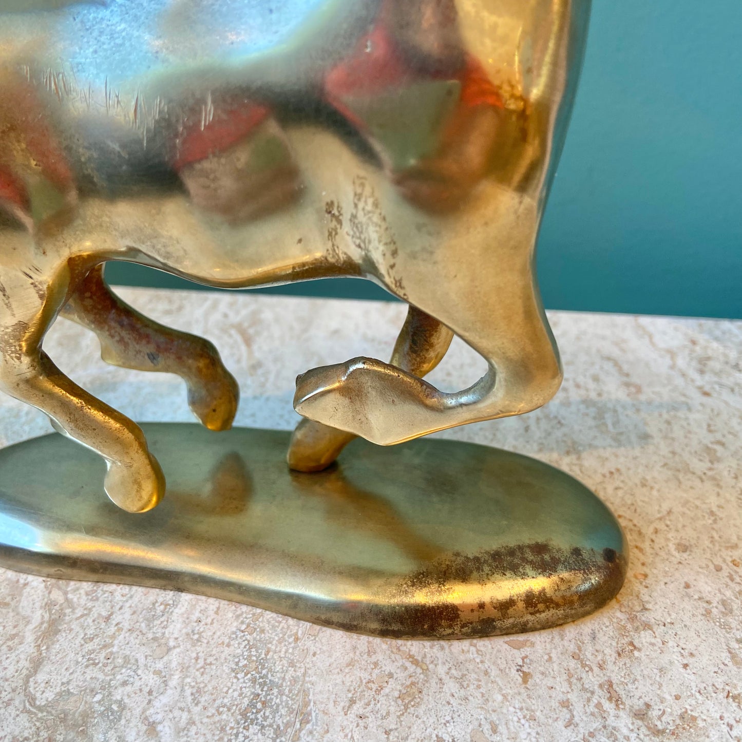 Vintage Brass Running Unicorn Figurine