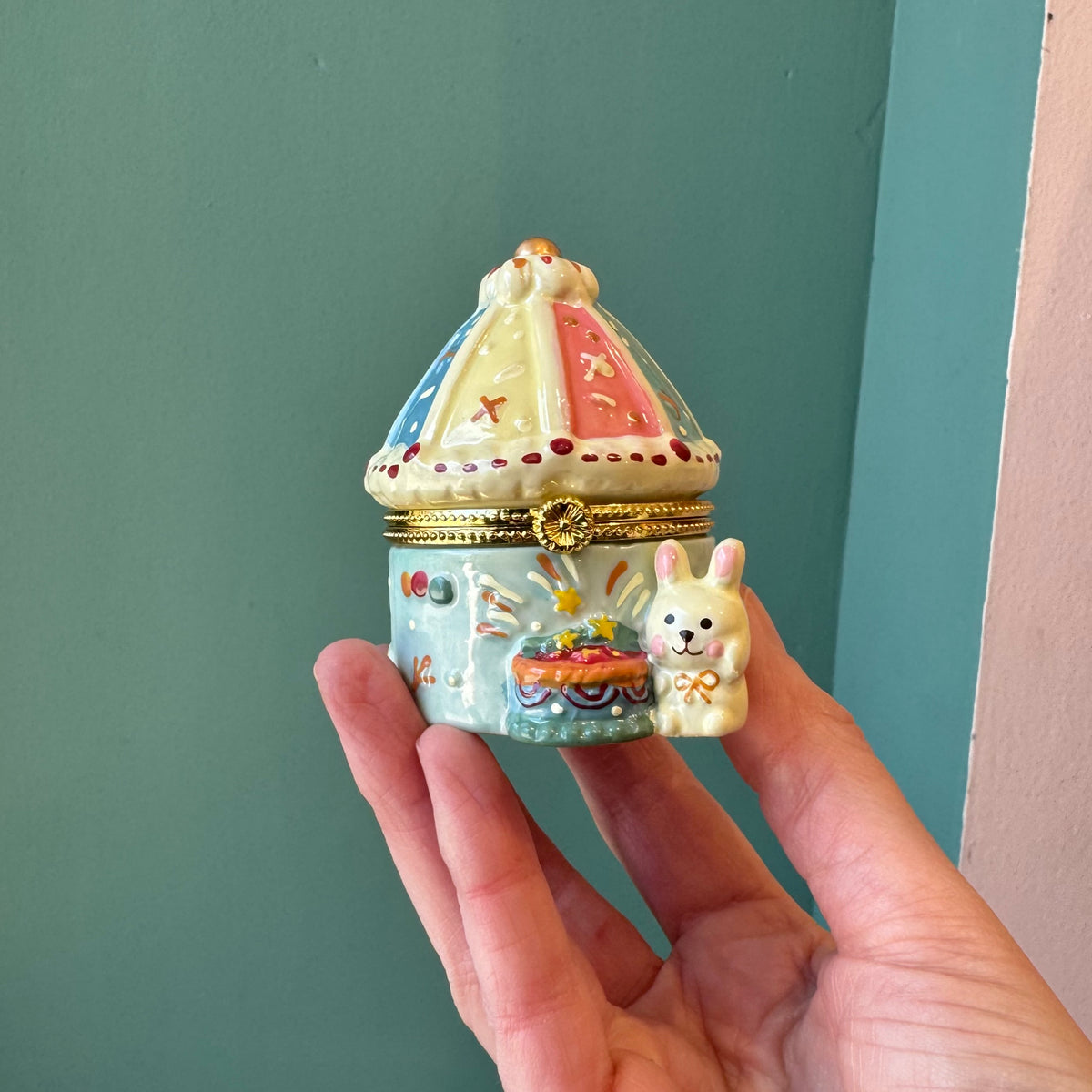 Carousel Bunny Tent Trinket Box