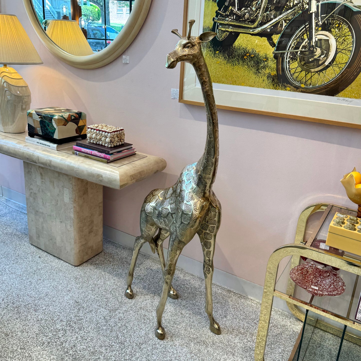 Vintage Extra Large Brass Giraffe 54.5"