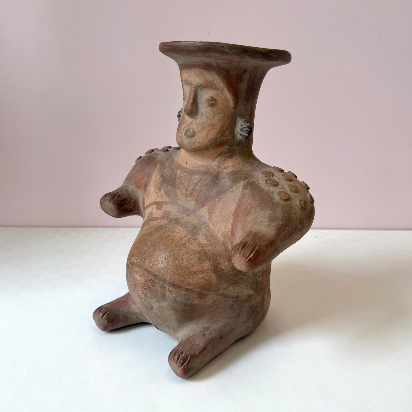 Vintage Handcrafted Mexican Terracotta Figurative Talisman Vessel/Vase