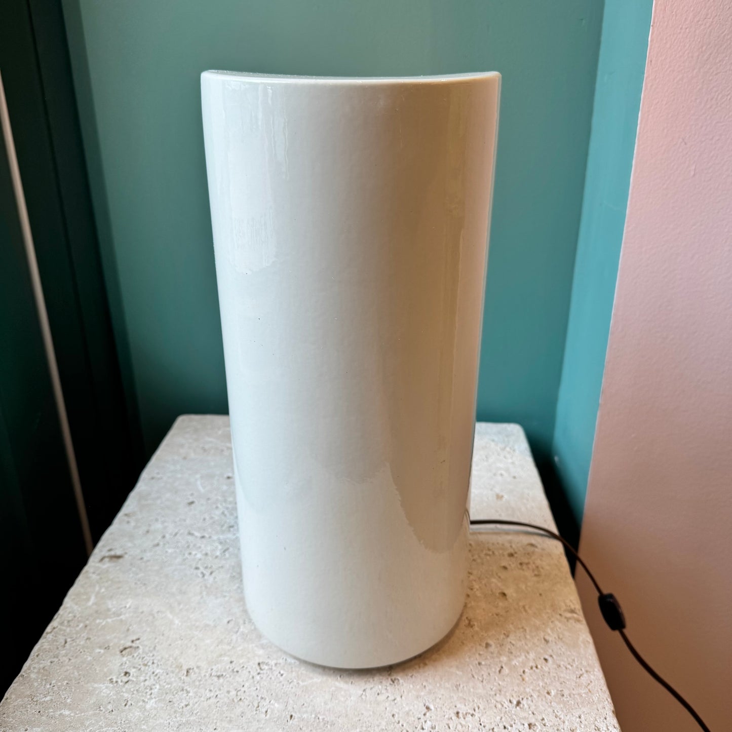 Vintage 1980's Modernist White Ceramic Lipstick Lamp