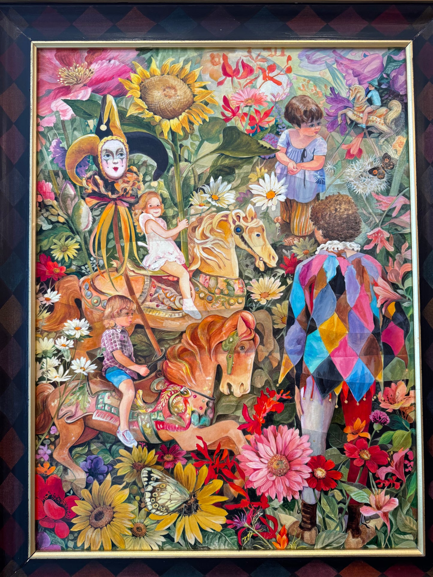 Vintage Original Framed "Once Upon A Springtime" 1981-1982 Acrylic on Board by Phyllis Londraville