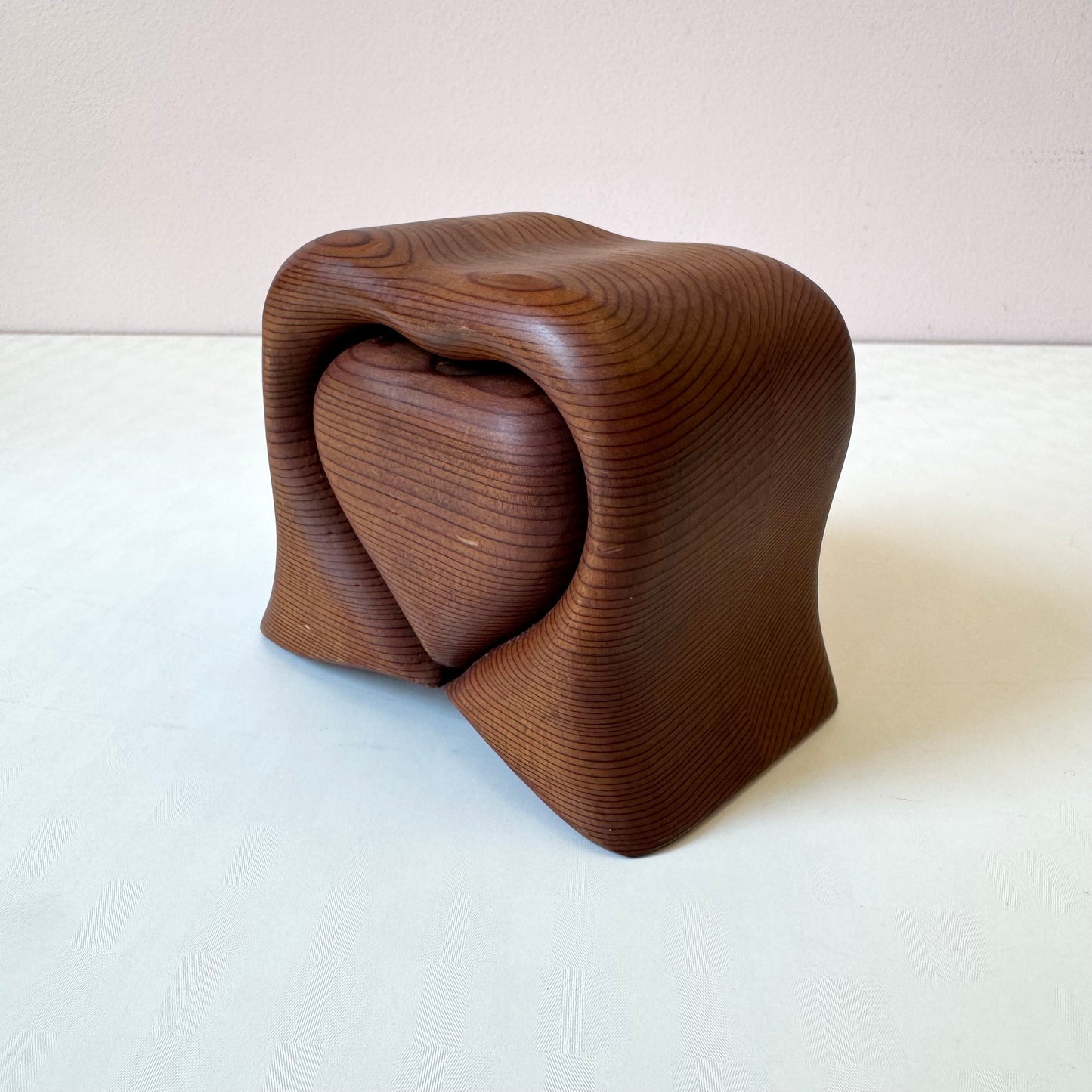 Vintage Handcrafted Redwood Heart Box